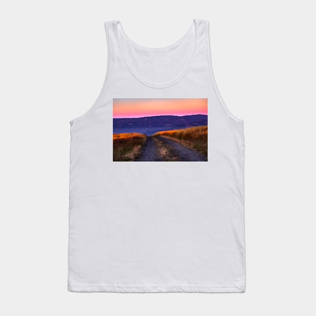 Mountain road at sunset Tank Top by blossomcophoto